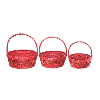 Juego de 3 canastas navideñas de 28 cm – rojo