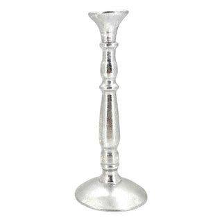 Candelabro clásico torneado de 10 × 25,5 cm – plateado
