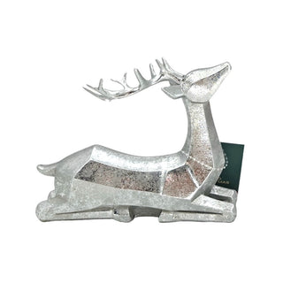 Figura de reno recostado de 14,5 × 13,5 cm – plateado
