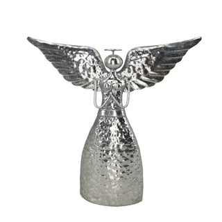 Ángel navideño de alas extendidas de 28 × 35 cm – plateado