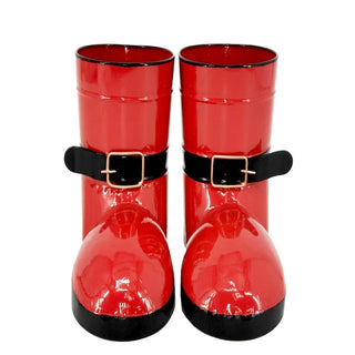 Par de botas navideñas decorativas de 22 × 18 cm – rojo
