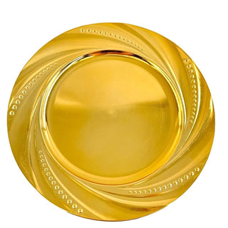 Plato de fondo dorado de borde ondulado de 32,8 cm