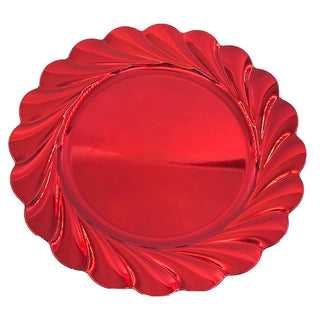 Plato de fondo  con borde ornamental de 32,8 cm – rojo