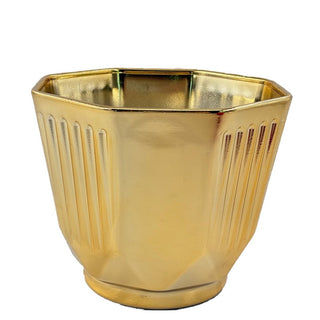 Maceta decorativa navideña estriada de 20 cm – dorado