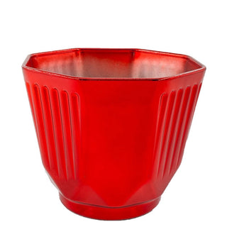 Maceta decorativa navideña estriada de 20 cm – rojo