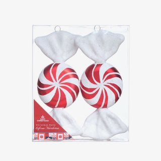Juego de 2 caramelos colgantes de 20 cm – rojo / blanco