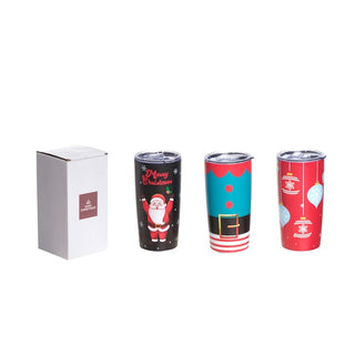 Vaso navideño con tapa de 600 ml, diseño surtido – multicolor