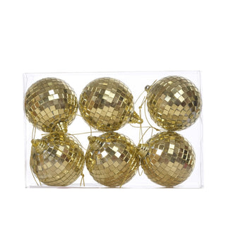Juego de 6 bambalinas efecto mosaico de 6 cm – dorado