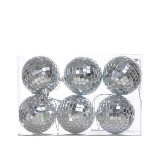 Juego de 6 bambalinas efecto mosaico de 6 cm – plateado