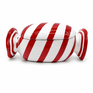 Galletero de cerámica tipo caramelo de 21,2 cm – rojo / blanco