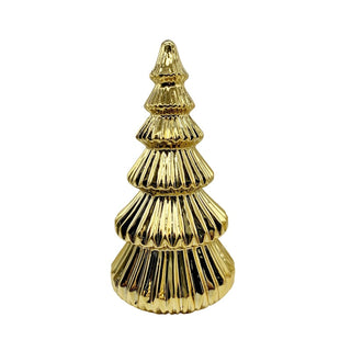 Árbol decorativo de cerámica dorada de 17,5 × 17,5 × 34,5 cm