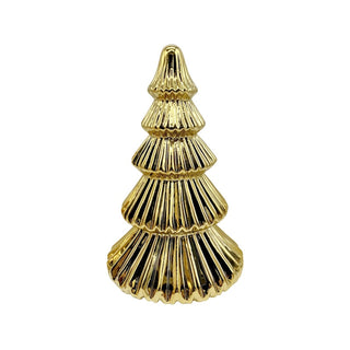 Árbol decorativo de cerámica dorada de 15,5 × 15,5 × 25,7 cm