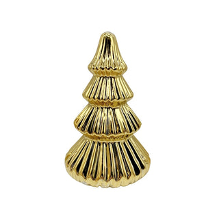 Árbol decorativo de cerámica dorada de 11,6 × 11,6 × 18,9 cm