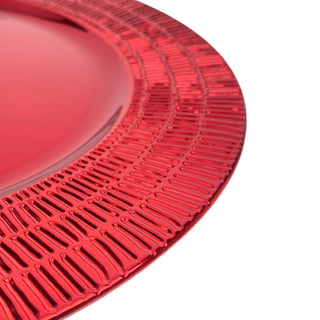 Plato de fondo redondo de plástico borde rayas 33 cm - color rojo