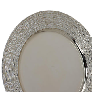 Plato de Fondo redondo 33 × 1.7 cm - Plateado borde texturizado