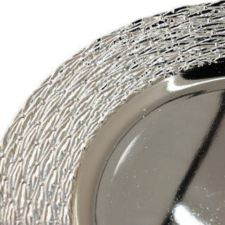 Plato de Fondo redondo 33 × 1.7 cm - Plateado borde texturizado
