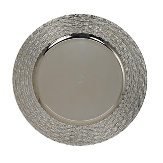 Plato de Fondo redondo 33 × 1.7 cm - Plateado borde texturizado