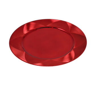 Plato de Fondo redondo 33 × 1.7 cm - Rojo borde rombos texturizado