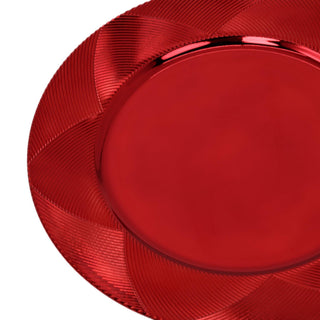 Plato de Fondo redondo 33 × 1.7 cm - Rojo borde rombos texturizado