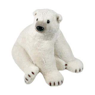 Oso polar decorativo navideño sentado 34 cm – blanco