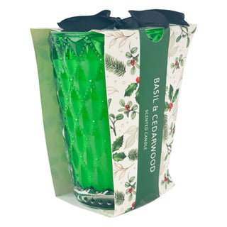 Vela aromática albahaca y madera de cedro 11 cm - envase de vidrio