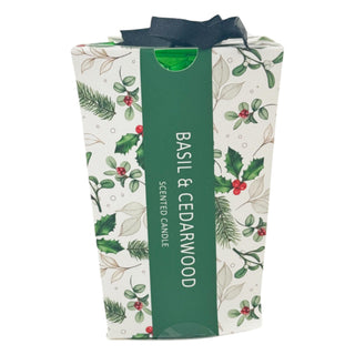 Vela aromática albahaca y madera de cedro 11 cm - envase de vidrio