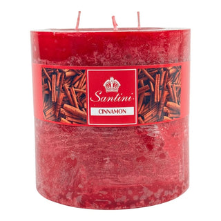 Vela aromática canela 15 cm - tres mechas - color rojo