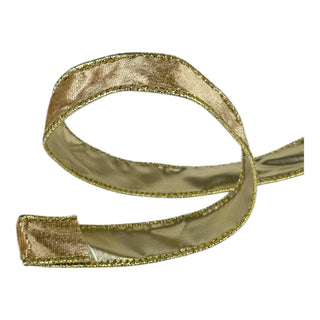 Cinta navideña de terciopelo doble tono 2,5  cm × 8 metros - color dorado/dorado