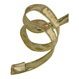 Cinta navideña de terciopelo doble tono 2,5  cm × 8 metros - color dorado/dorado