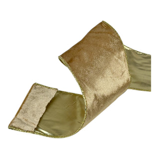 Cinta navideña de terciopelo  10 cm × 8 metros - color dorado