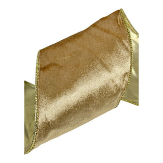 Cinta navideña de terciopelo  10 cm × 8 metros - color dorado