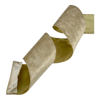 Cinta navideña de terciopelo  10 cm × 8 metros - color dorado