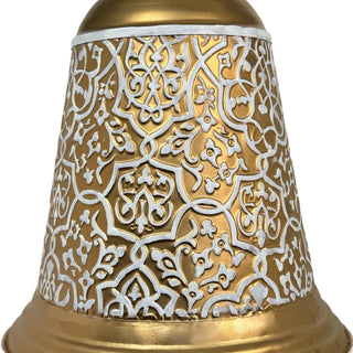 Campana colgante navideña de metal 31.8 cm - color dorado/blanco