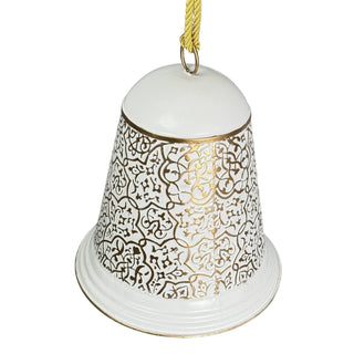 Campana colgante navideña de metal 31.8 cm - - color blanco/dorado