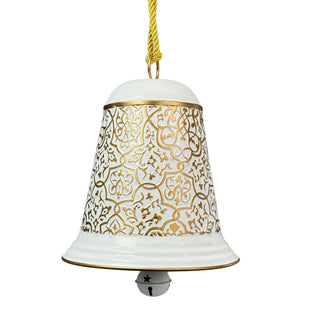 Campana colgante navideña de metal 27.9 cm - - color blanco/dorado
