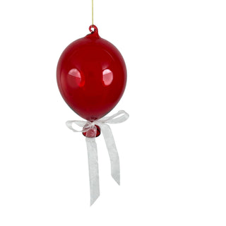 Globo colgante de vidrio 17 cm con lazo – rojo