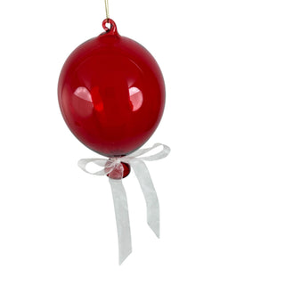 Globo colgante de vidrio 17 cm con lazo – rojo