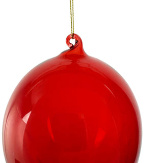 Globo colgante de vidrio 17 cm con lazo – rojo