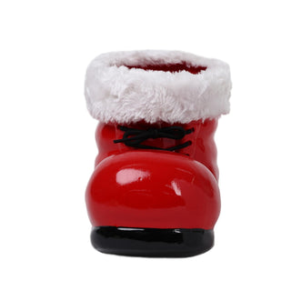 Bota de Santa decorativa de cerámica con luz 22.7 cm - color rojo