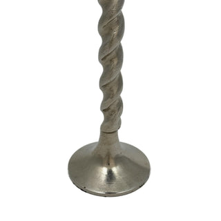 Portavelas de aluminio torneado 32 cm – plateado