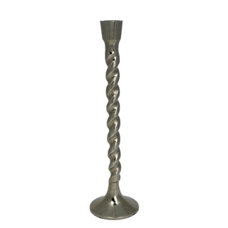 Portavelas de aluminio torneado 32 cm – plateado