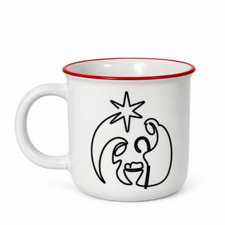 Taza navideña de cerámica motivo Natividad 12 ML - color blanco