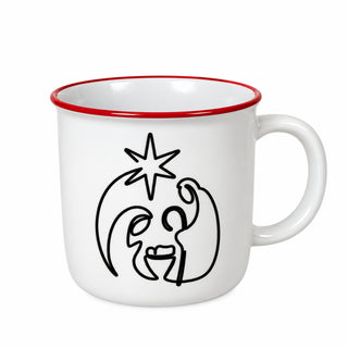 Taza navideña de cerámica motivo Natividad 12 ML - color blanco