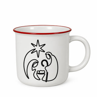 Taza navideña de cerámica motivo Natividad 12 ML - color blanco