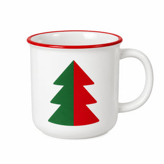 Taza navideña de cerámica motivo Arbol Navidad 12 ML - color blanco