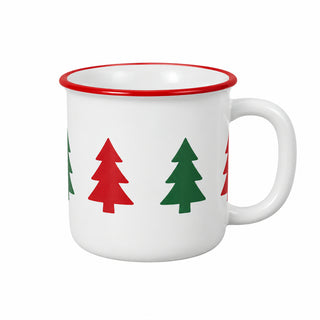 Taza navideña de cerámica motivo Arbol Navidad 12 ML - color blanco
