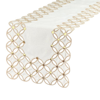 Camino de mesa navideño 180 × 40 × 0.1 cm - color ivory/dorado