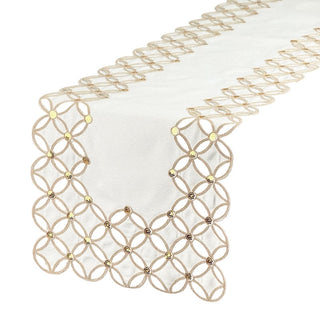 Camino de mesa navideño 180 × 40 × 0.1 cm - color ivory/dorado