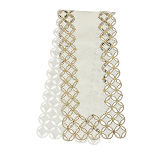 Camino de mesa navideño 180 × 40 × 0.1 cm - color ivory/dorado