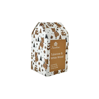 Vela aromática tuberosa y madera blanca en envase de vidrio domo 12 cm